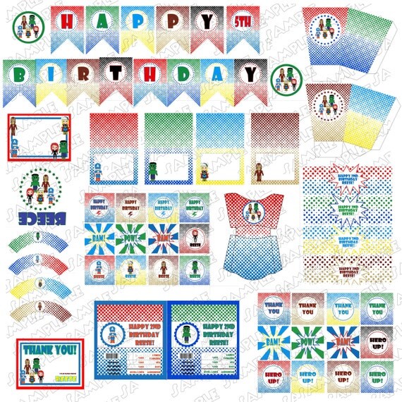 Avengers party complete party package printable NO INVITE with personalization by delightfulprints Il_570xn