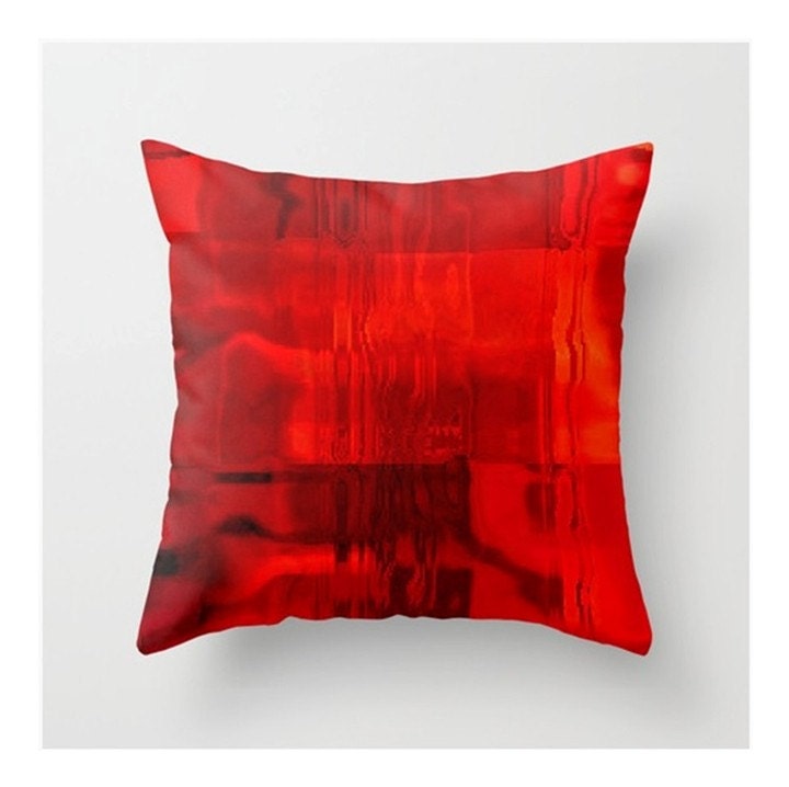 Pillow Cover, Red Hot Abstract, Fine Art Photograph on Square 16x16" Pillow Cover, Modern  Red Graphic  Pillow Cover
