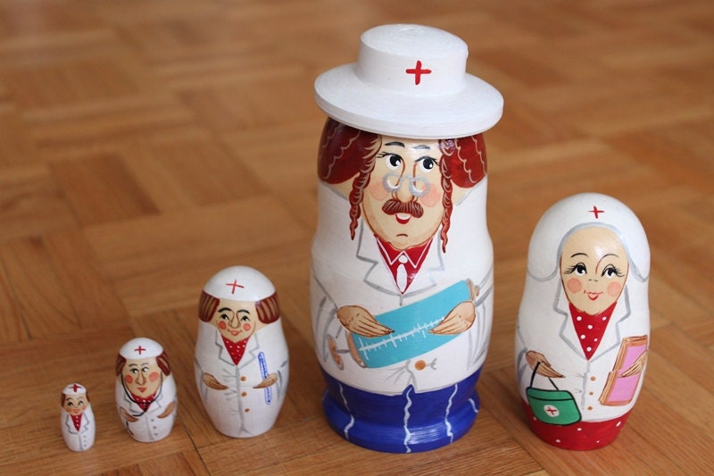 Doctor and Nurse Nesting Doll set of 5