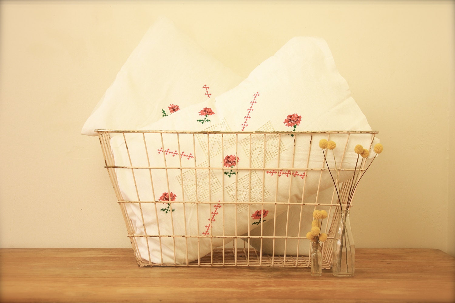 vintage mexican cross stitched pillow cases