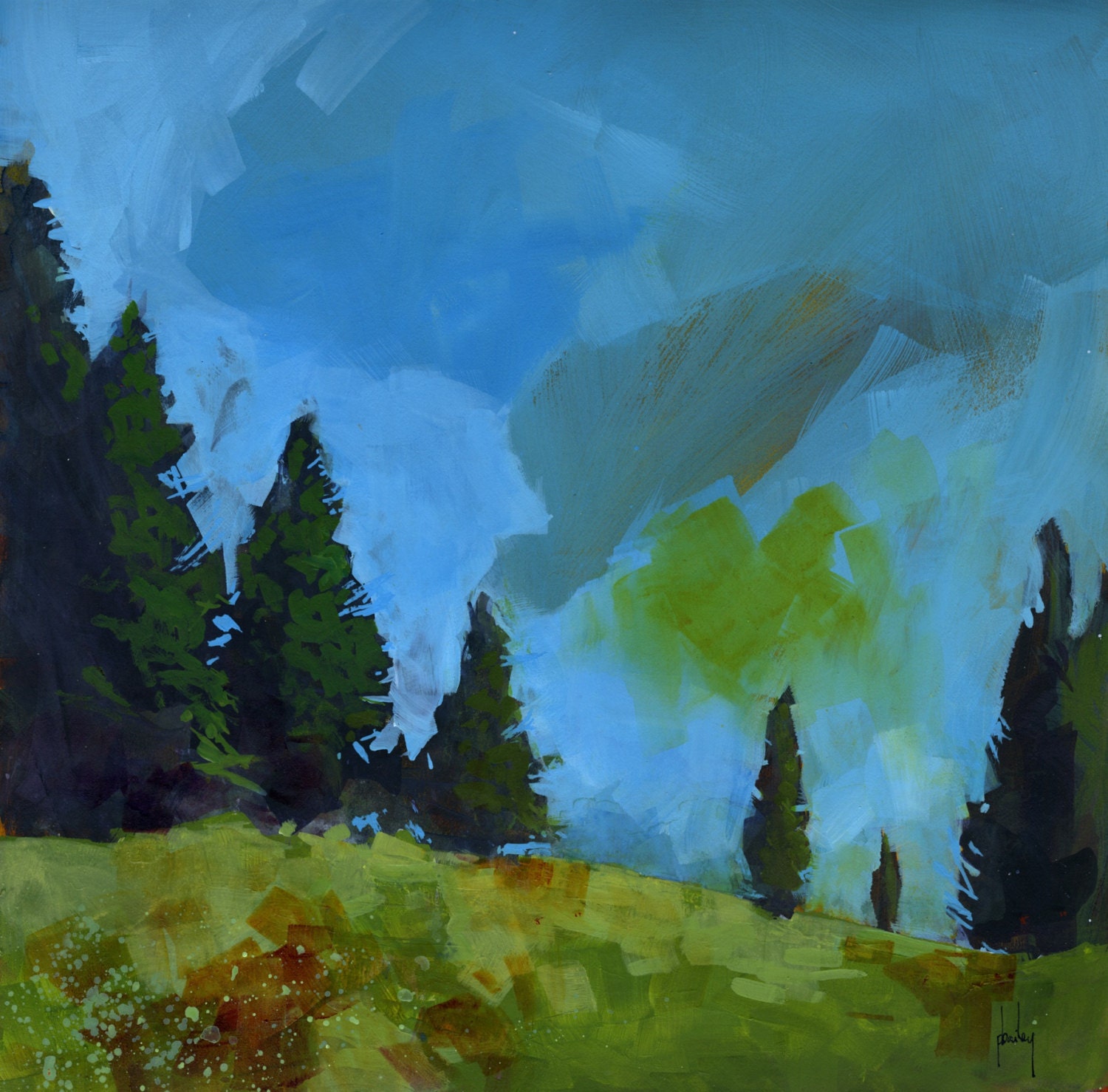 Original landscape painting - Subdued light