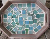 Sea Glass and Tile Mosaic Serving Tray