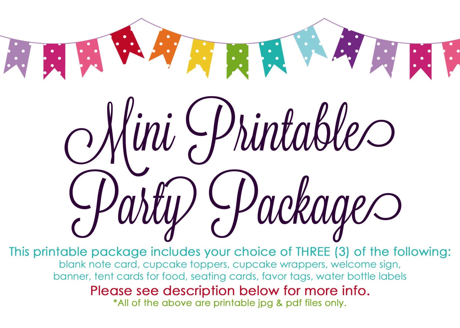 Mini Printable Party Package - CHOOSE 3 Il_570xn