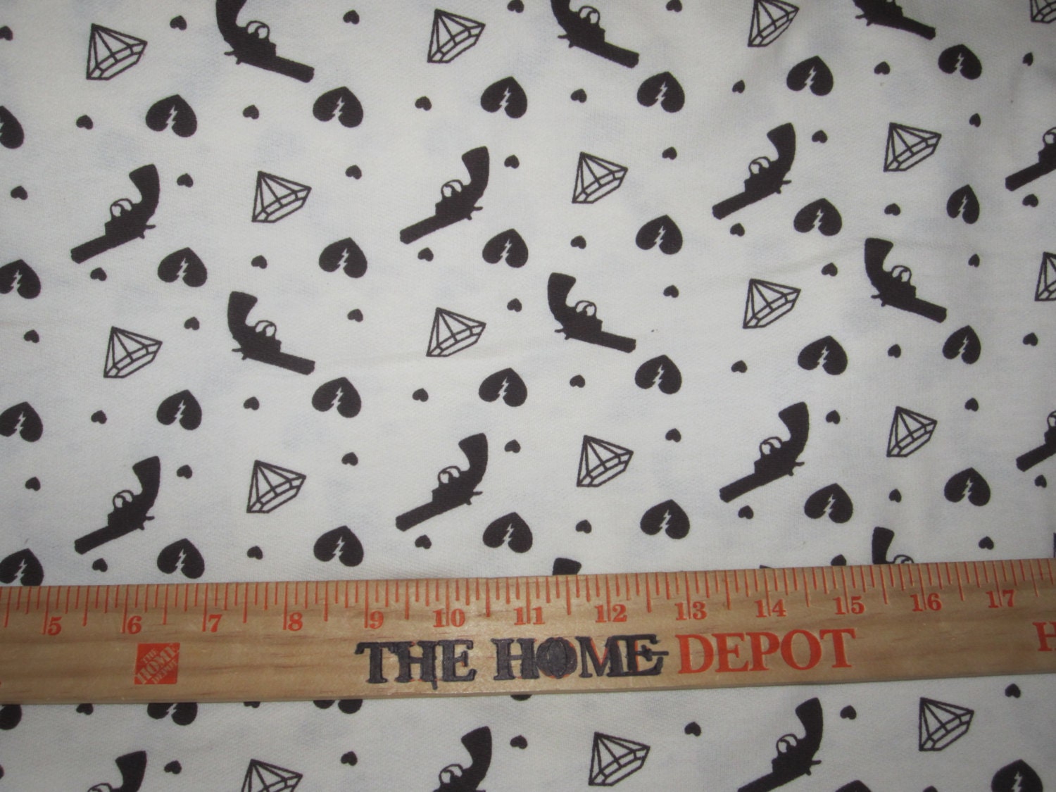 Pawn Shot Guns and Diamonds - Brown on Off white  French Terry