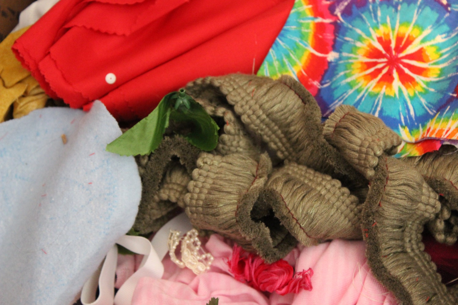 WHOLESALE Large Flat Rate Box of Mixed Recycled Crafting Sewing Material Ribbon Scraps