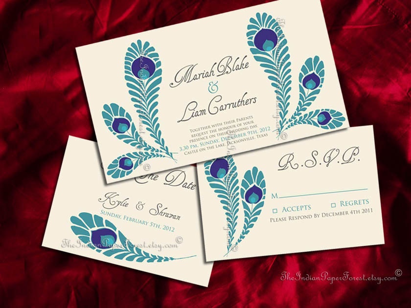 PRINTABLE ROYAL PEACOCK Save The Date Card Custom Design Diy Wedding Template  Invitation Suite Anniversary Engagement Decor Program Modern
