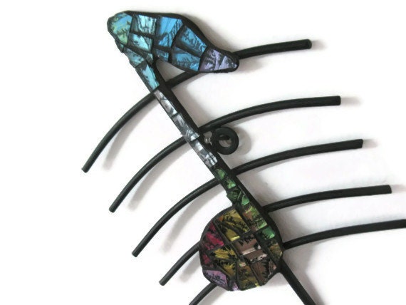 Black Wall Hook Mosaic Music Note Towel Key Hanger Van Gogh Glass Music Lovers Home Decoration