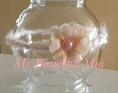 Peach Flower Headband Tie - Newborn - Ready to Ship- Photo Prop