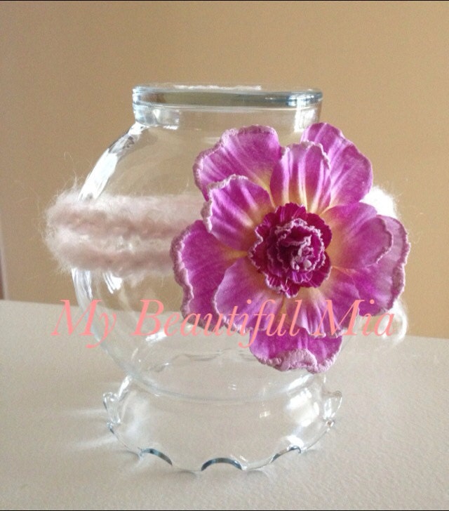 Purple Flower Headband - Tie - Newborn - Ready to Ship- Photo Prop