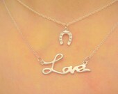 Sterling Silver HORSESHOE and LOVE  Necklace Earrings Bridal Bridesmaids Special Ocassion Birthday Christmas