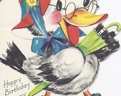 M489 Vintage Happy Birthday Greeting Card - for granny