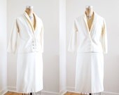 1950s Skirt Suit - 50s Skirt Suit - Cream Wool Jacket And Skirt Set