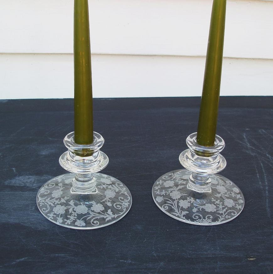 Fostoria Crystal Vintage Candle Holders Glass Candlesticks Crystal Tableware Buttercup