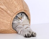 Faux Bois and Newspaper Cat Ball a Modern Kitty Cave with Steampunk Attitude