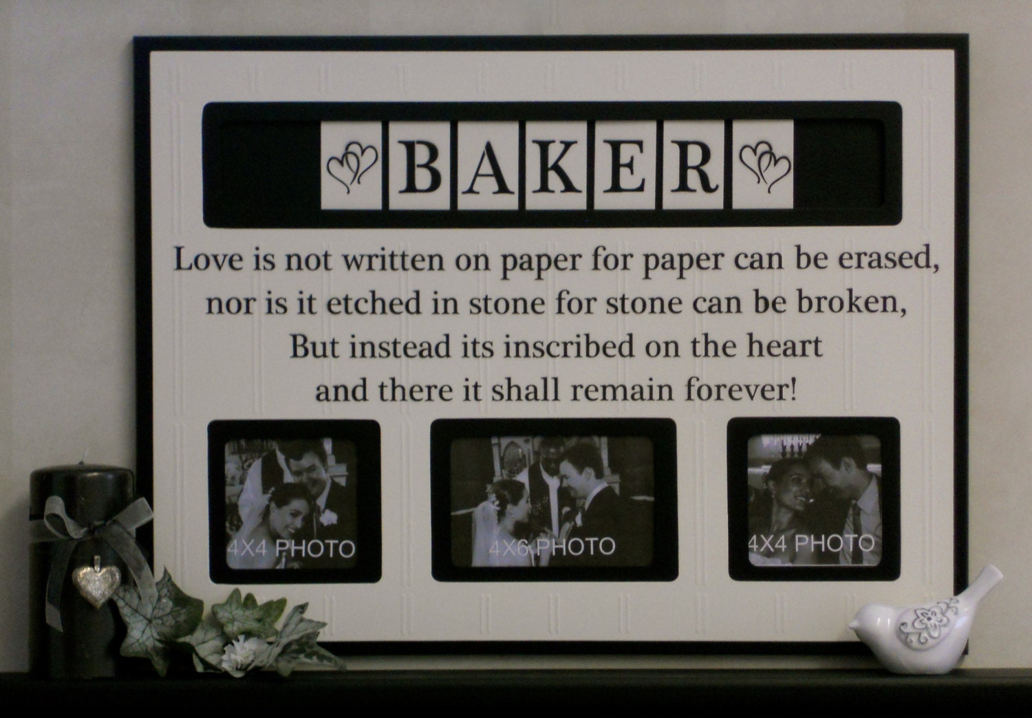 Personalized Name Photo Frame Custom Wedding Gift, Anniversary Love Father Mother Parents Quote Guest Book Frames Engagement - Black