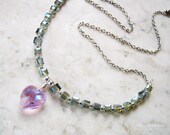 Sweet Princess Purple Heart Crystal Necklace