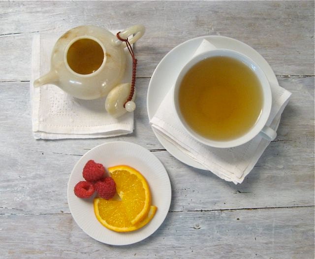 Raspberry Orange Rhapsody Green Tea, Loose Leaf Tea Blend, 3.5 oz. Bag, Tart Orange, Sweet Raspberries, Gift for Bride