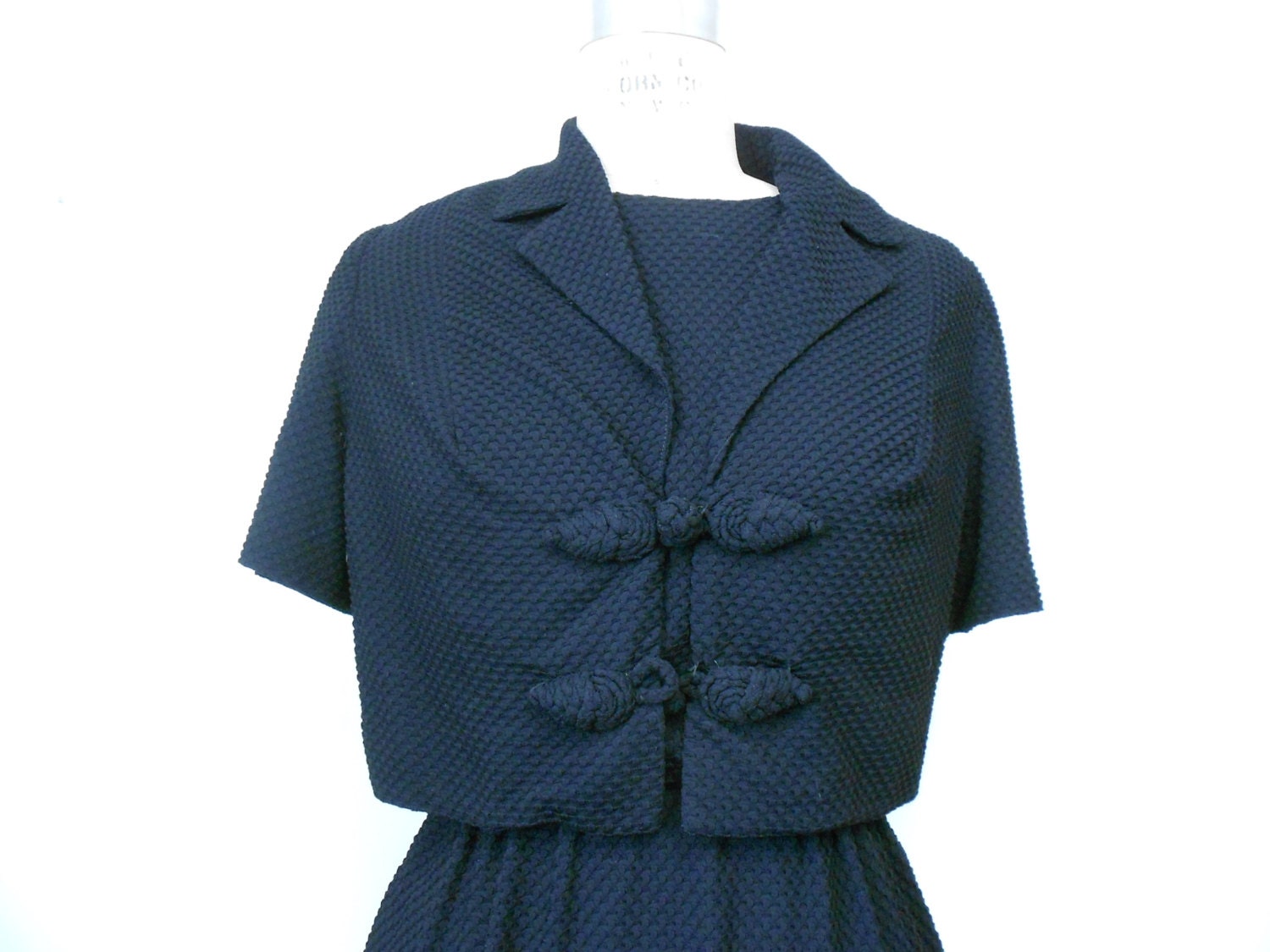 Vintage 1950s wiggle dress suit navy blue black with jacket Best & Co