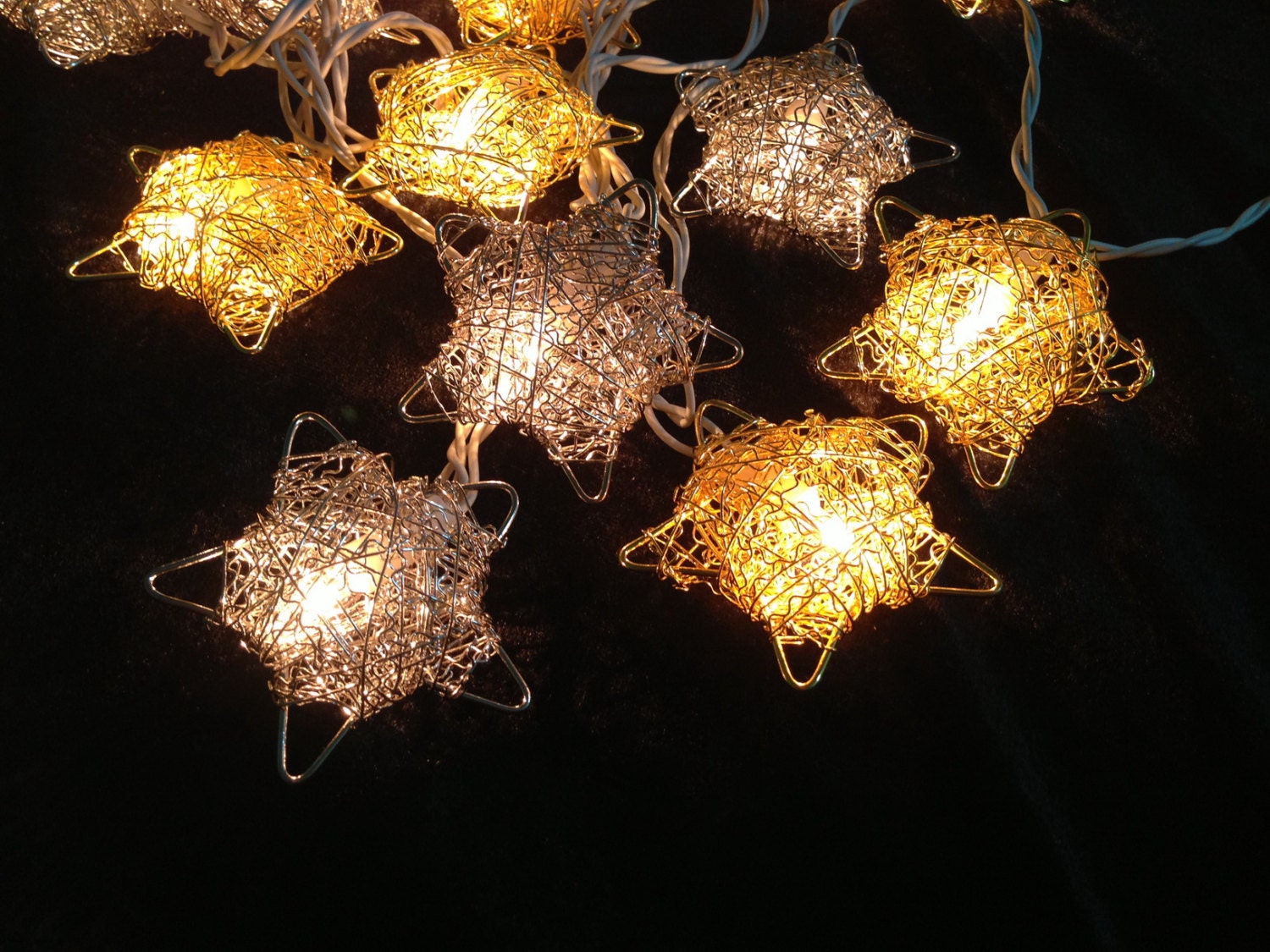 20 Bulbs Gold and Silver disco star string lights for by ginew