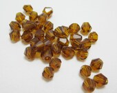 20 Amber Root Beer Brown Crystal Bicones 4mm 4166