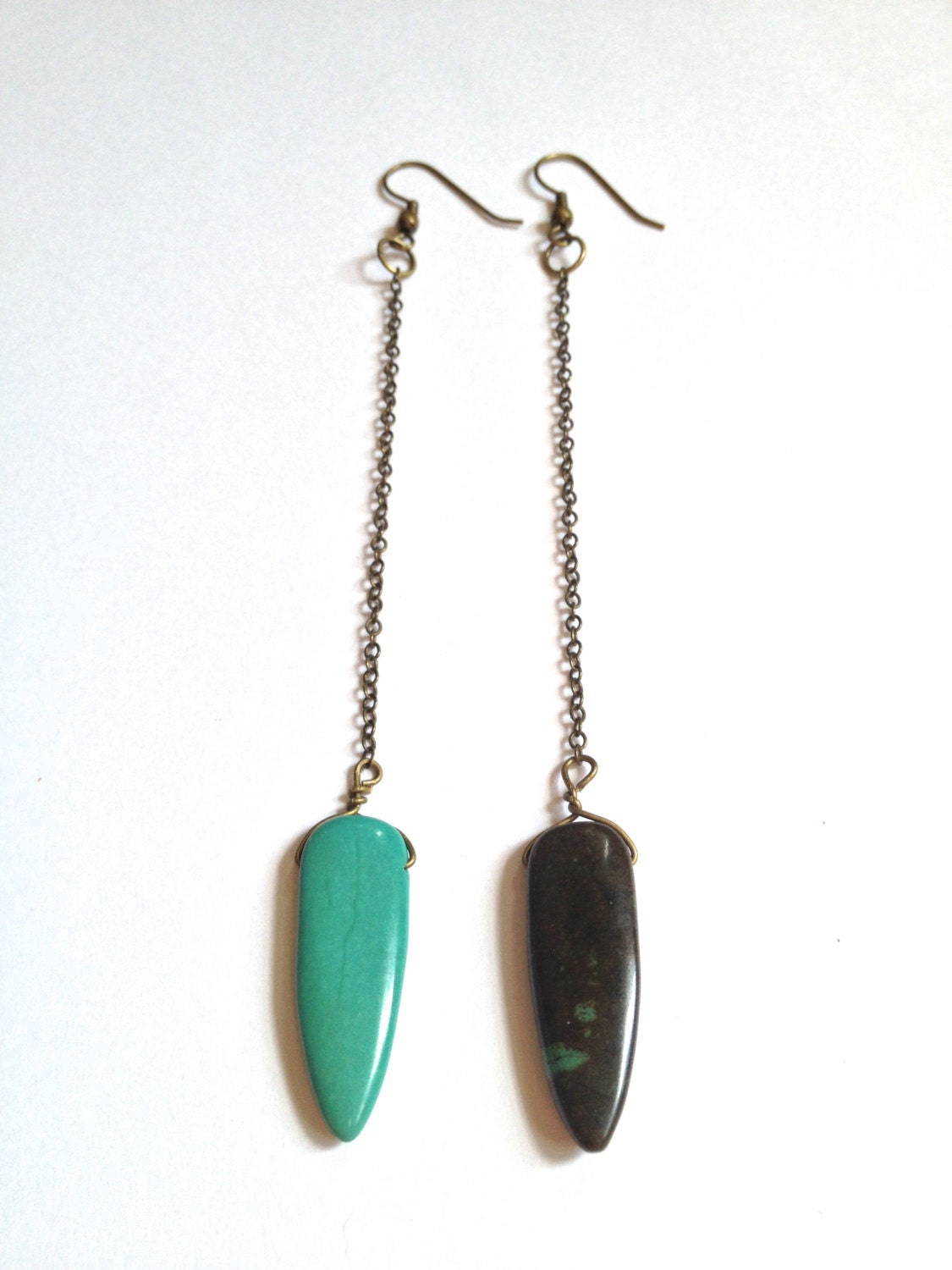 Long Turquoise Magnesite Earrings