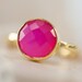 Fuschia Pink Chalcedony Ring - Fuchia Pink - Gemstone Ring - Gold Ring - Bezel Set Ring - Mother's Day Gift