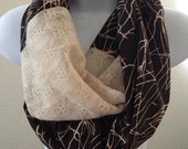 Dark Brown and Lace Infinity Scarf