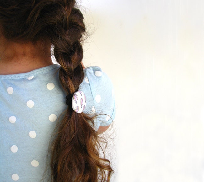 Hair ties for girls, fabric button ponytail holder, toddler elastic band