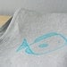 Teal fish dishcloth - Grey flax linen tea towel with teal little fish - Eco friendly dishcloth