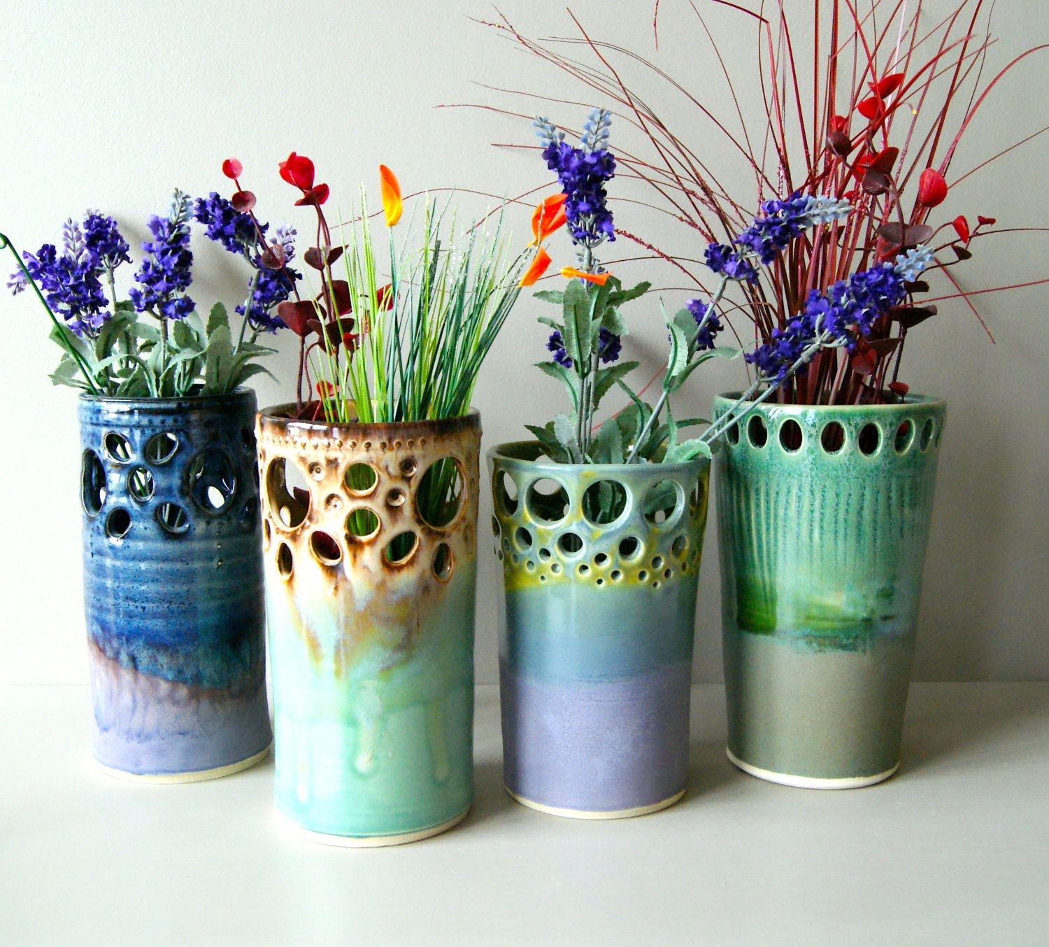 Vase / Ready to Ship / Handmade Wheel-Thrown Ceramic Pottery/ Soft Green, Cream, and Brown