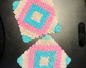 Crocheted hot pads, a pair