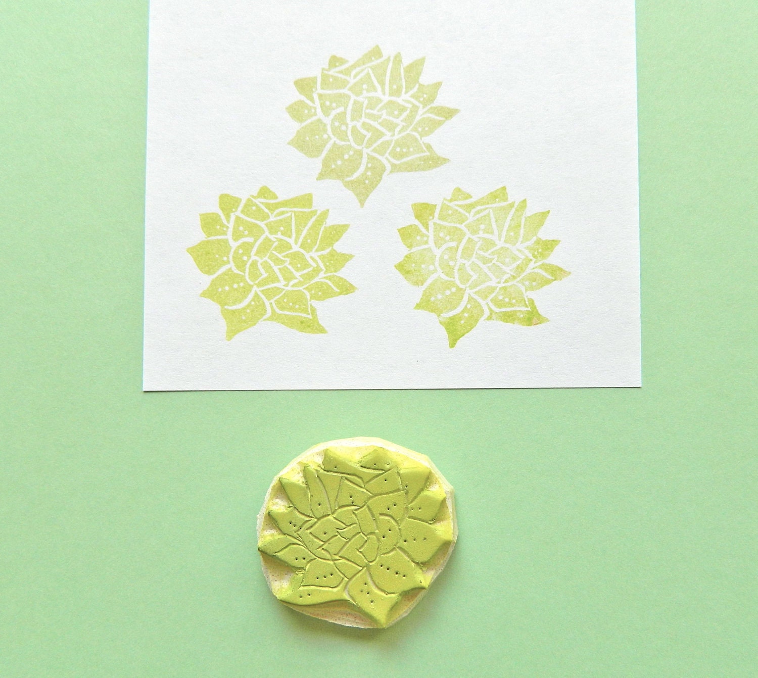 Succulent Plant Rubber Stamp - Cling Rubber Stamp