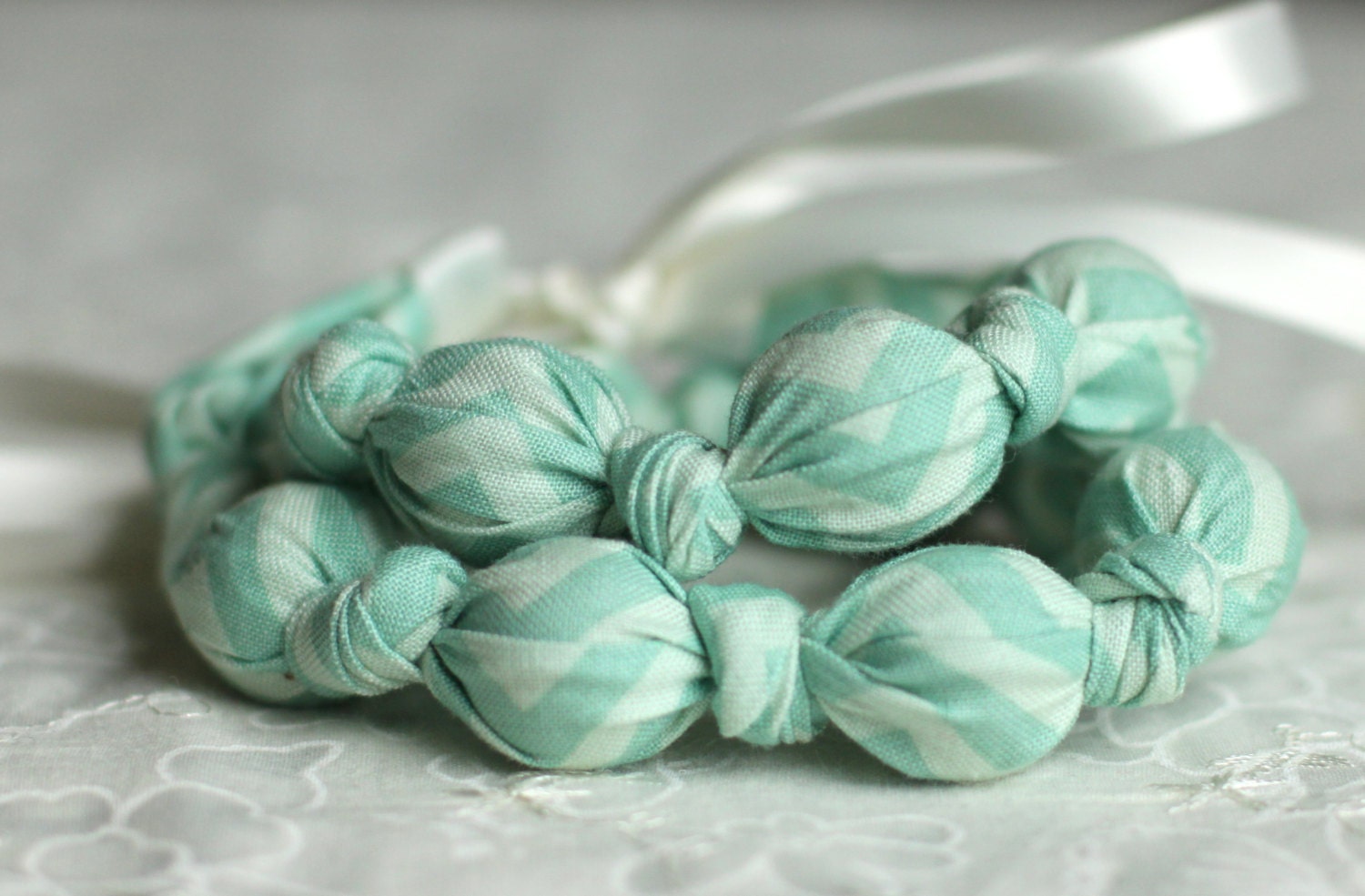 Blue Chevron Teething Necklace, Breastfeeding Nursing Necklace, Babywearing/Fabric Necklace, Baby Teether, Chew Beads