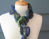 Spiral Scarf, Spring/Summer Scarf, Fashion Accessory, Gift for Her, Blue/Green (05/13/0)