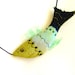Funky  fish, art to wear, fish necklace, yellow green, art jewelry, fish pendant, textile jewelry