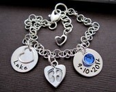 Personalized Jewelry, Personalized Bracelet, Hand Stamped Jewelry, Mother Bracelet, Charm Bracelet, Made Completely of Sterling Silver