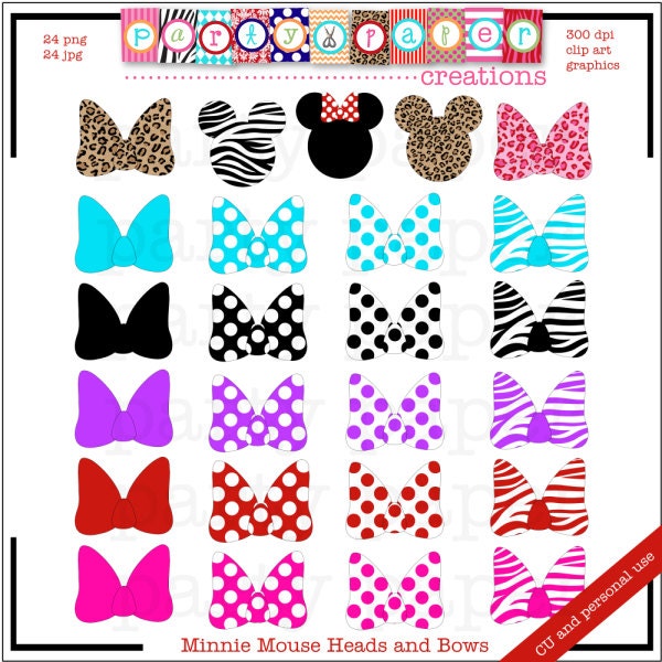 INSTANT DOWNLOAD Minnie Mouse Ears Bows Clip Art Digital Graphics - Minnie Mouse Head Bow Il_170x135