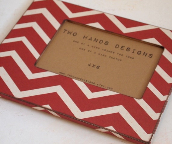 4x6 Crimson Chevron Wood Picture Frame