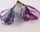 4mm Silk Ribbon Embroidery Thread 5 meter lengths 5 Varigated hand dyed aqua teal and plum purple