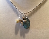 Virgin Mary Necklace with pearl and cross charm religious catholic 