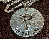 Hand stamped daughter mother necklace, Angel Personalize daughter necklace, Hand stamped Grandma necklace