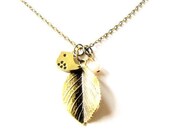Charm Necklace Antique Brass Leaf Charm Necklace Nature Rustic Woodland Wildlife Earthy Summer Jewelry