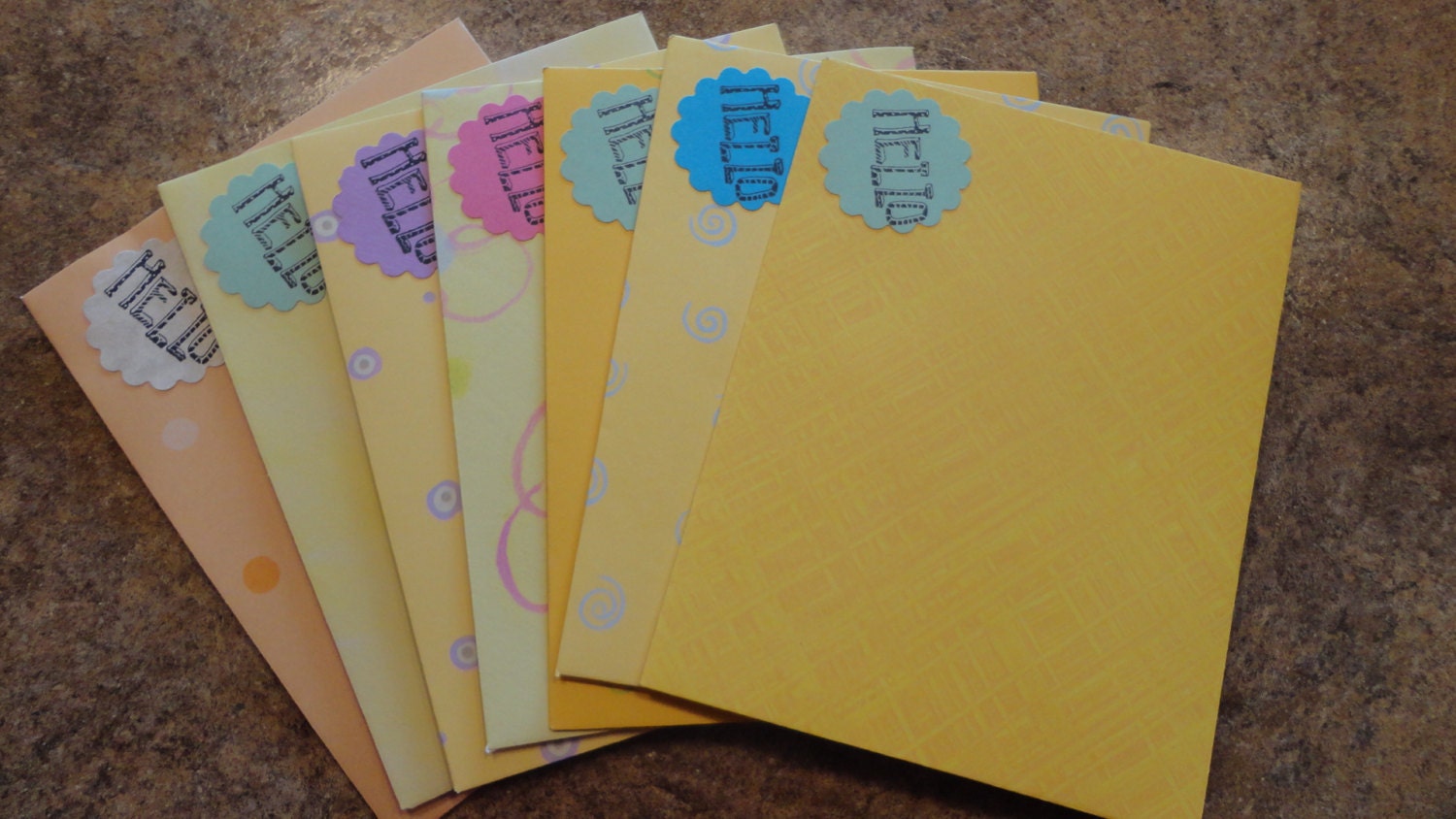 7 Bright and Beautiful Yellow toned Handmade Envelopes