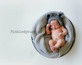 Newborn grey bear or mouse crochet cap photo prop hat FREE SHIPPING