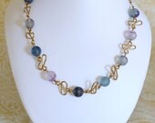 Wire Wrapped Bronze Necklace with Fluorite Faceted Rounds