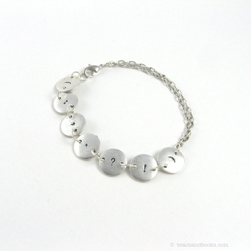 Punctuation Bracelet (Jewelry for English Teacher, Writer, Editor)