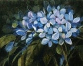 Hydrangea Blossom in Blue Watercolor Painting