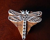 Hand Carved Indian Wood Textile Stamp Block- Dragonfly