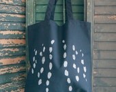 Deer Tote Bag - Canvas tote with hand-printed deer spots, white on black