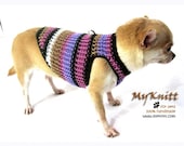 Purple Dog Sweater Harness Puppy Collar Clothes D Ring Cat Clothing Pet Handmade DH20